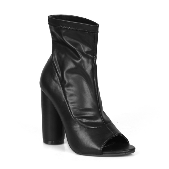 Hyman-01 Peep-Toe Women's Chunky Heel Booties - Picture 1 of 3